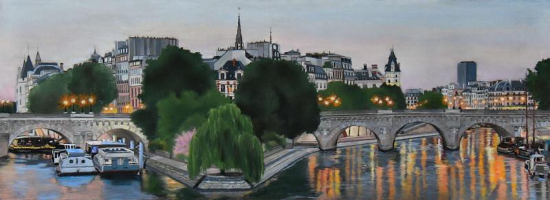 paris pont neuf 1s.jpg - Pastel   format /size 30x80